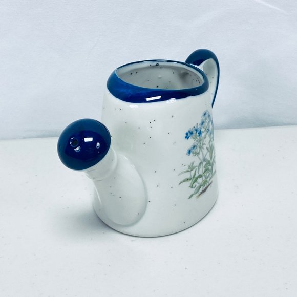 Vintage Mini Ceramic Water Can  Counterpoint Japan Forget-Me-Not Flowers - Picture 2 of 12